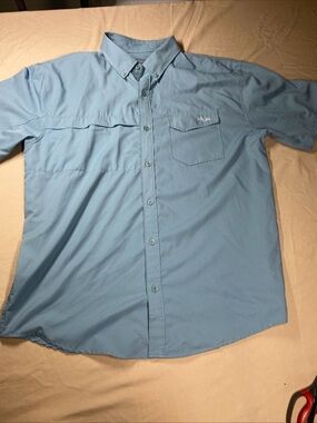 Huk Men's Short Sleeve Button-Up Shirt - Sky Blue